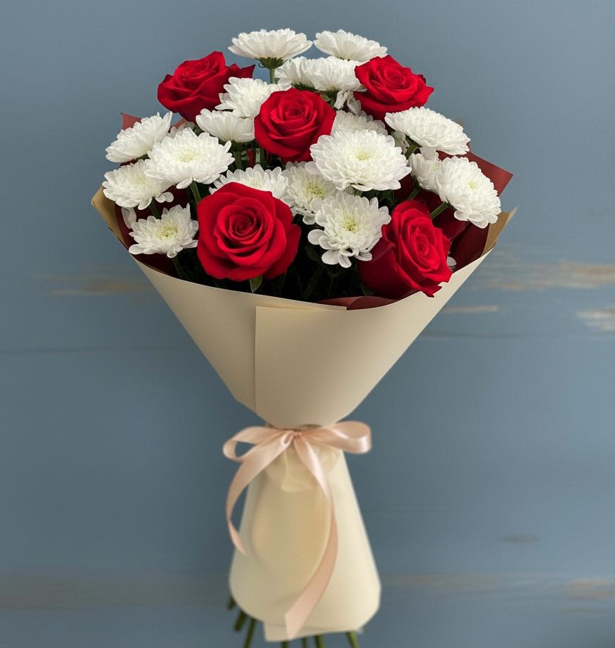 Букет цветов из: Розы и Хризантемы в Воробьево