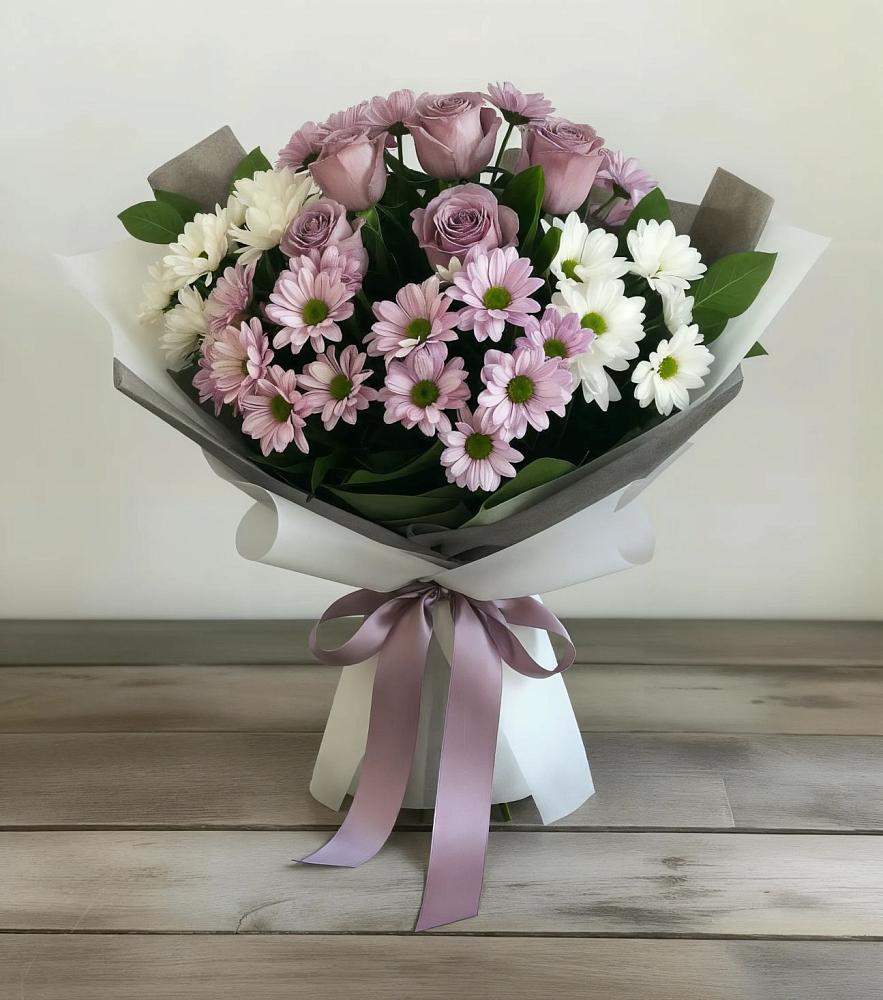 Букет цветов из: Хризантемы и Розы в Воробьево