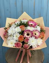 Букет цветов из:  Розы, Герберы и Хризантемы в Воробьево
