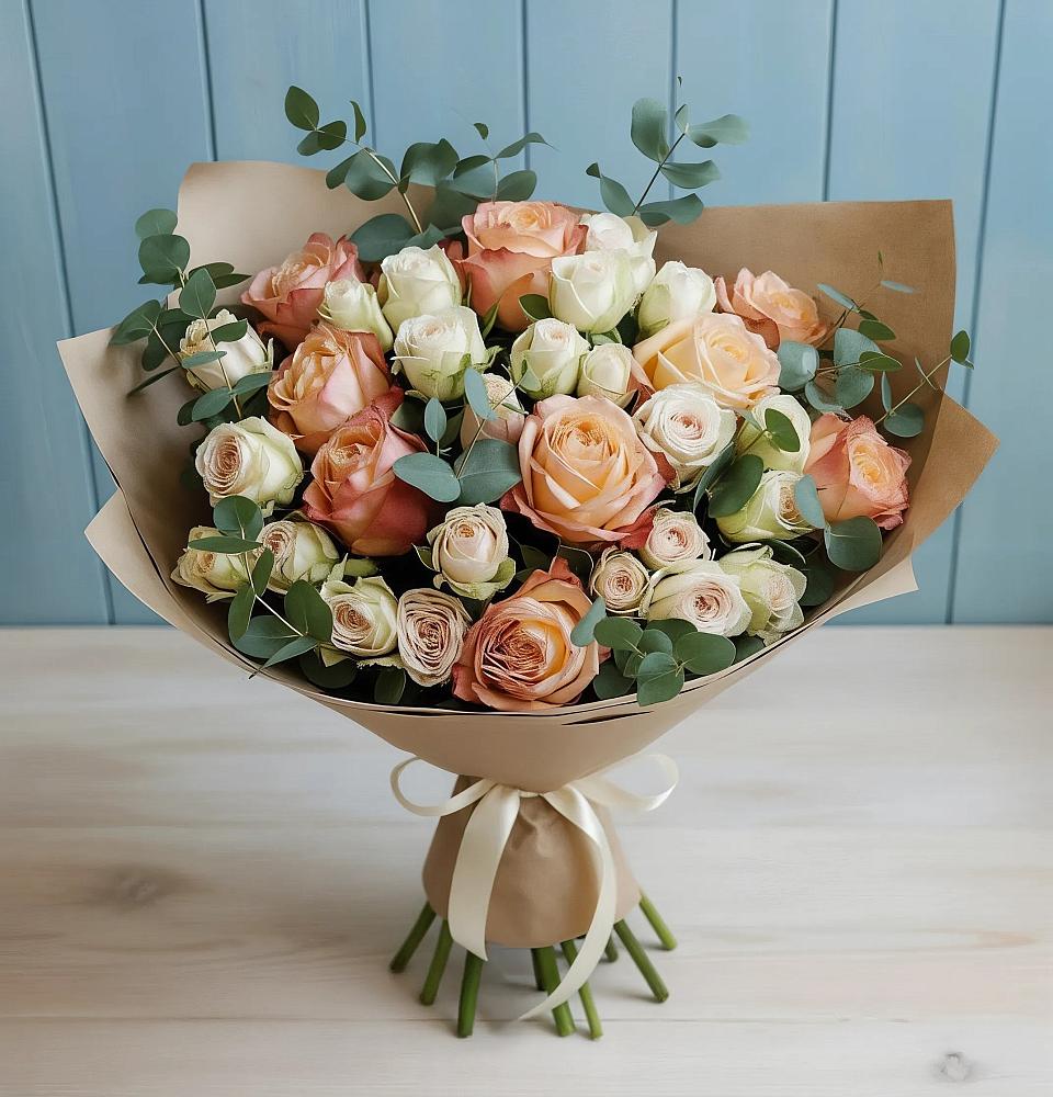 Букет цветов из: Альстромерии и Розы в Воробьево