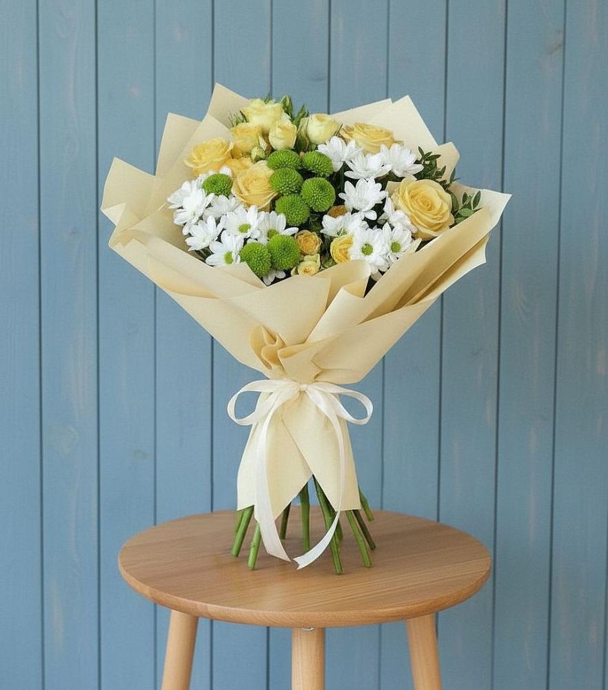 Букет цветов из: Хризантемы и Розы в Воробьево