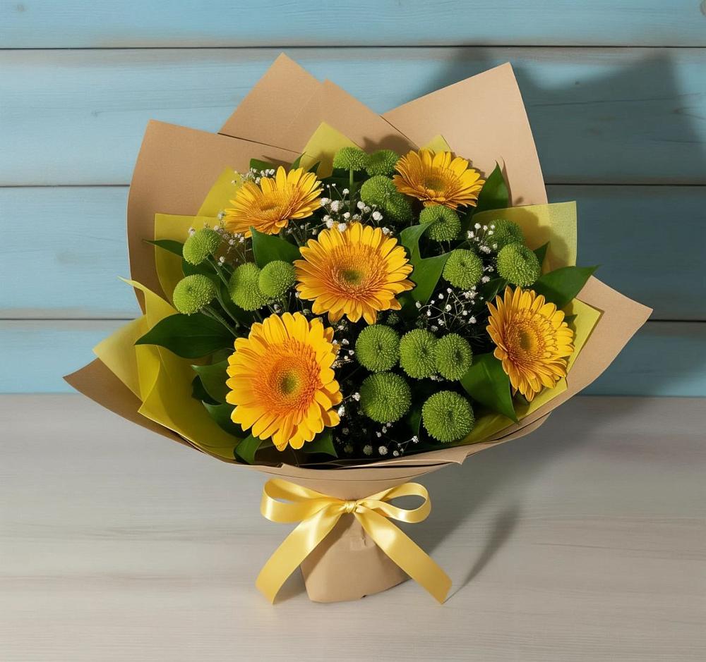 Букет цветов из: Герберы и Хризантемы в Воробьево
