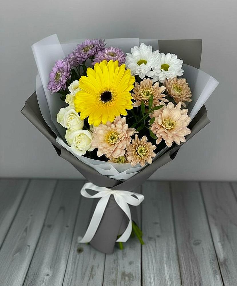 Букет цветов из: Розы, Герберы и Хризантемы в Воробьево