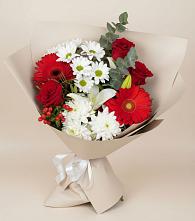 Букет цветов из:  Розы, Хризантемы, Герберы и Лилии в Воробьево