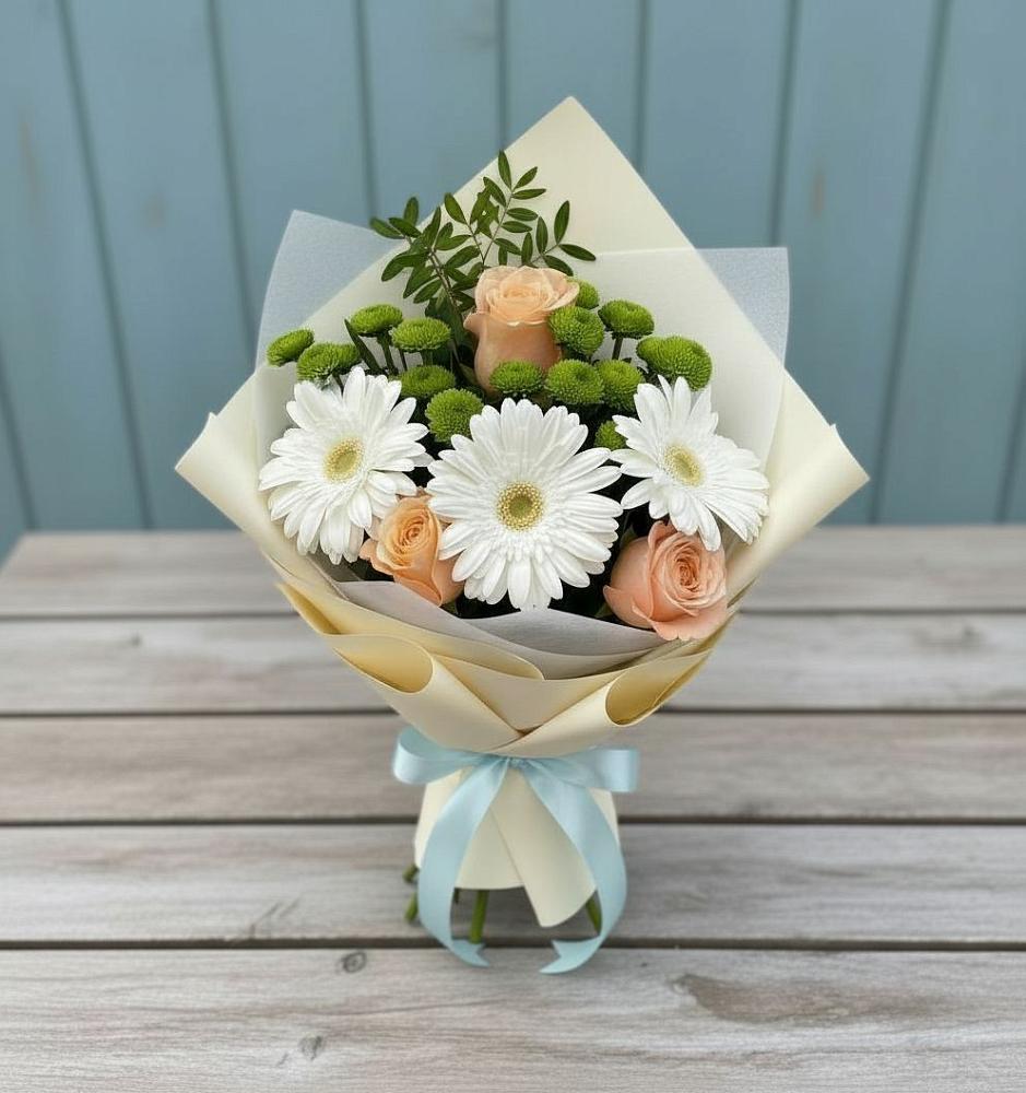 Букет цветов из: Герберы, Розы и Хризантемы в Воробьево