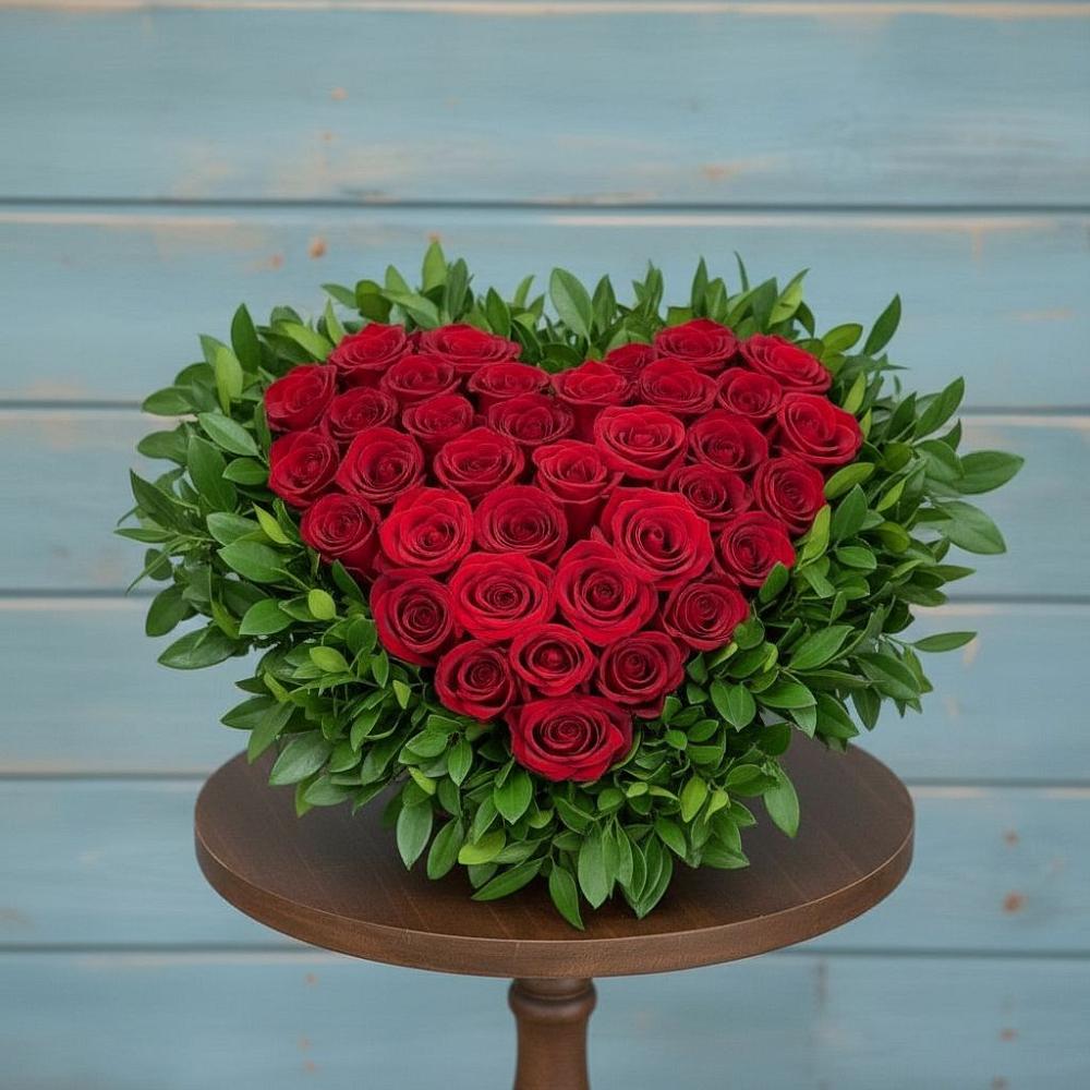 Цветочная композиция из Розы в виде сердца в Воробьево