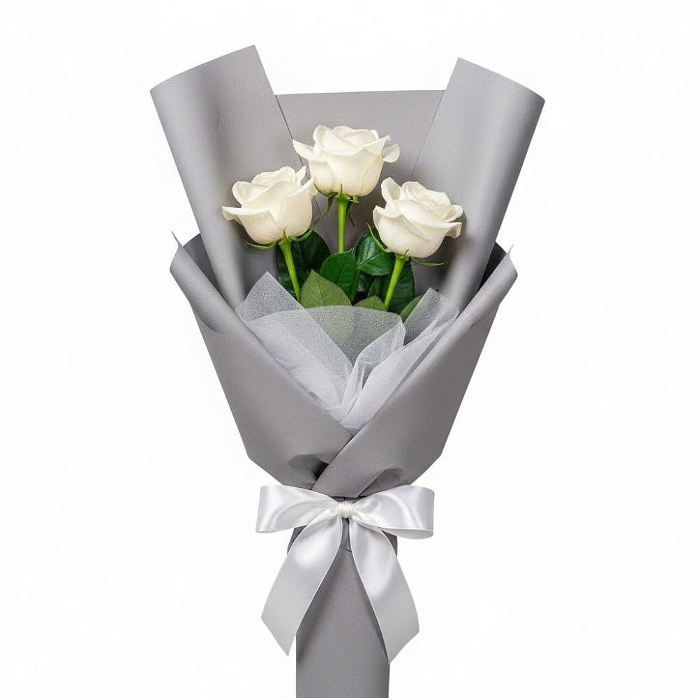 Букет 3 белые розы в Воробьево