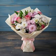 Букет цветов из:  Хризантемы, Альстромерии и Розы в Воробьево