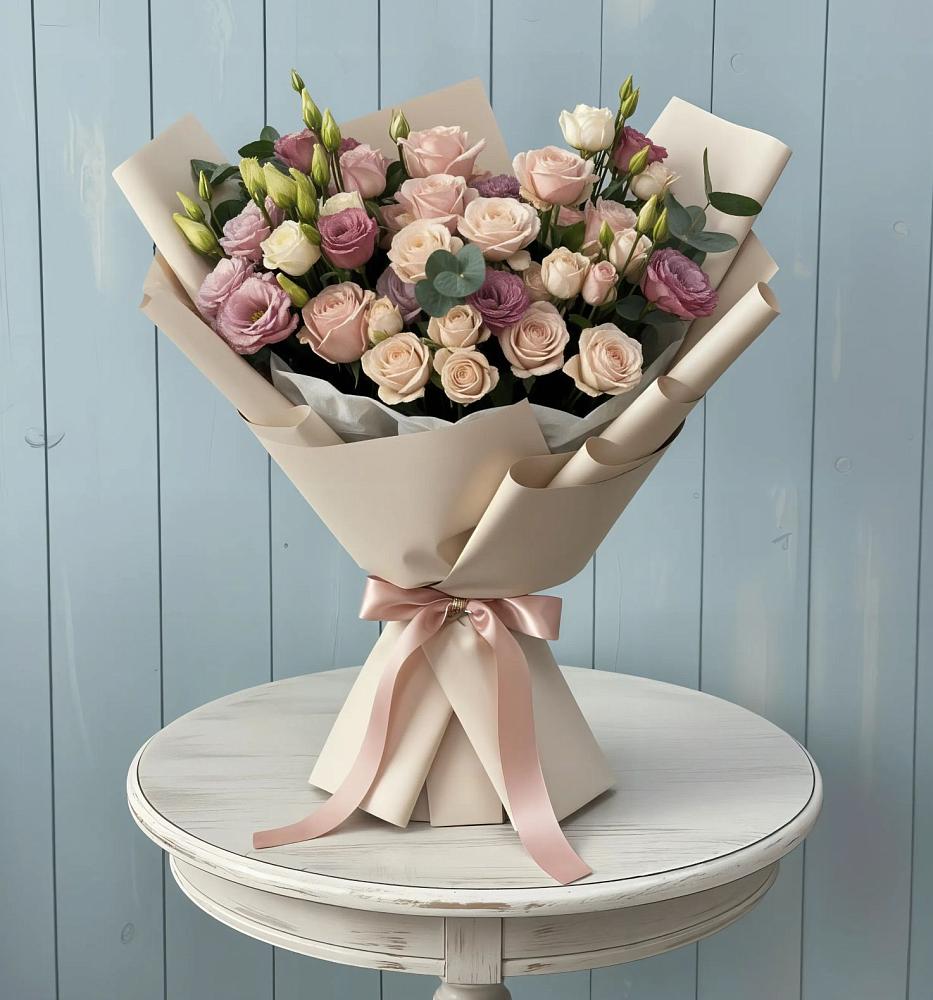 Букет цветов из: Розы и Лизиантусы в Воробьево