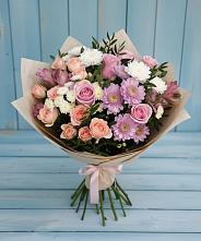Букет цветов из:  Хризантемы, Розы и Альстромерии в Воробьево