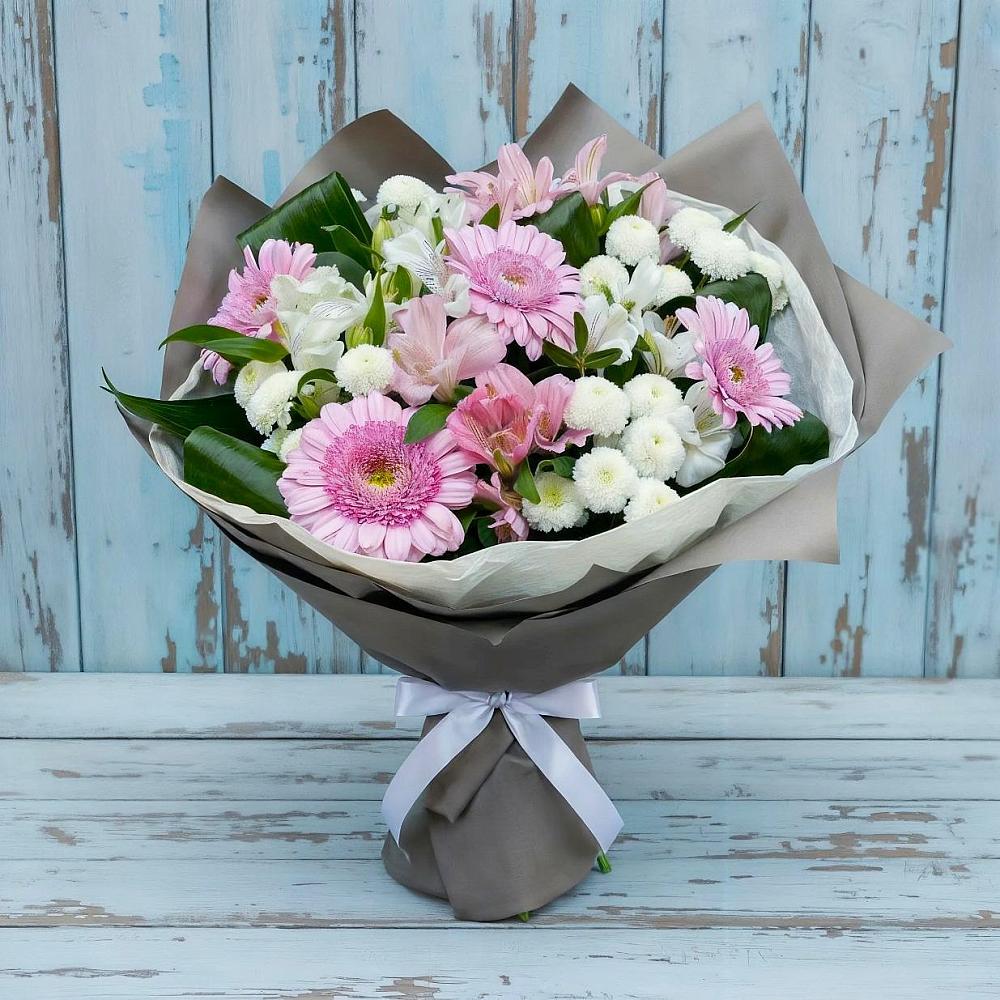 Букет цветов из: Герберы, Альстромерии и Хризантемы в Воробьево