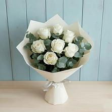 Букет Белые розы в Эвкалипте #REPLACE_PRED# Воробьево