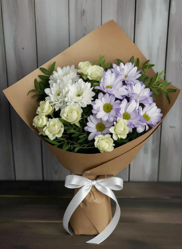 Букет цветов из: Хризантемы и Розы в Воробьево